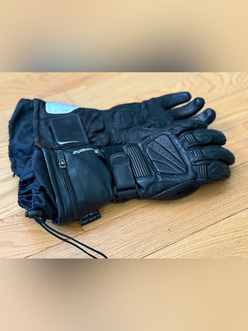 Tourmaster black leather motorcycle gloves winter elite MT small 8